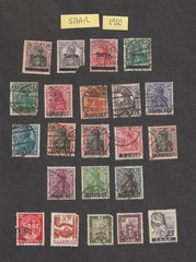 VINTAGE GERMANY – SAAR, 1920 & 1921 (38 all different stamps)
