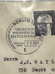 1971 BERLIN GERMANY PRESIDENT HEINEMANN COMMEMORATIVE CANCEL FOLLO-PRINT COVER