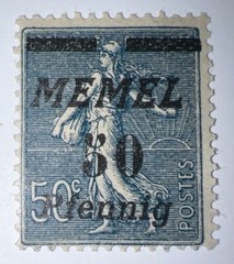 Travelstamps- MEMEL TERRITORY 1922 50 pf , German Reich Overprint 50pf/50c MOGH