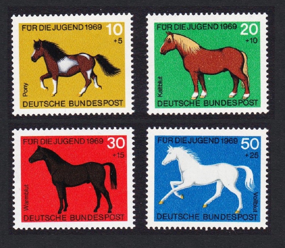 Germany Horses 4v 1969 MNH SG#1478-1481 MI#578-581 Sc#B438-B441