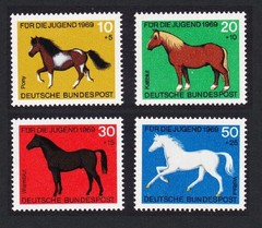 Germany Horses 4v 1969 MNH SG#1478-1481 MI#578-581 Sc#B438-B441