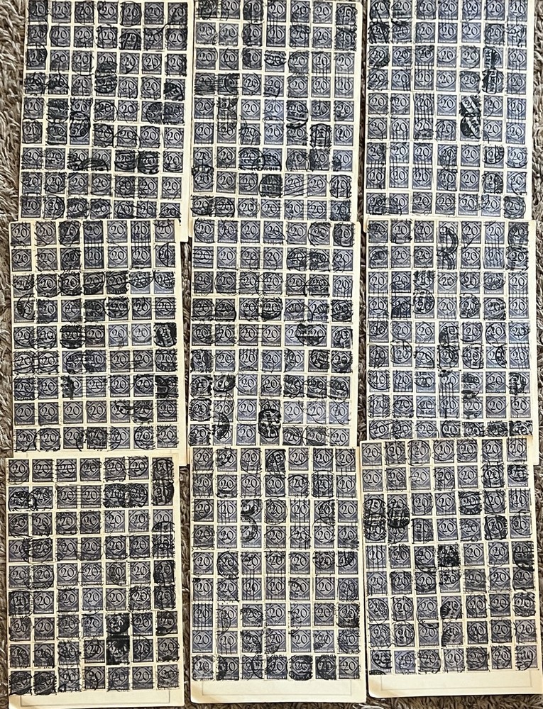 RESELLER’S LOT GERMAN LOT 20pf DIENSTMARKE USED STAMPS HOARDER WORLD WAR I