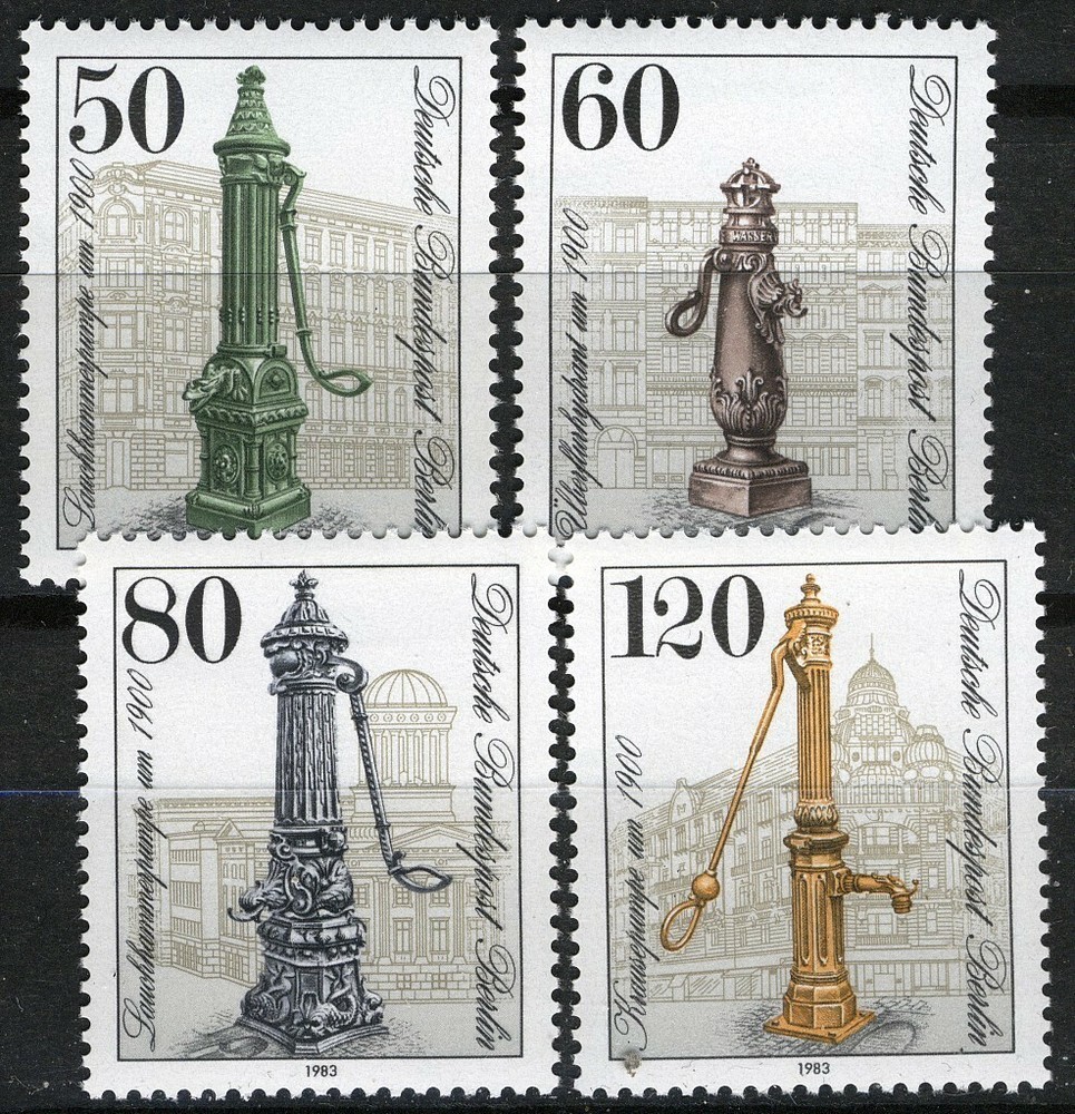 Berlin 1983, Historic street pumps in Berlin set VF MNH, Mi 689-92 8€