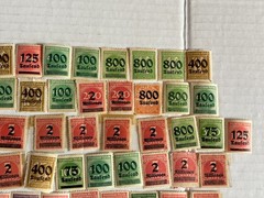 Lot of 242 German Empire Inflation Overprint Stamps Red Purple Green Mixed