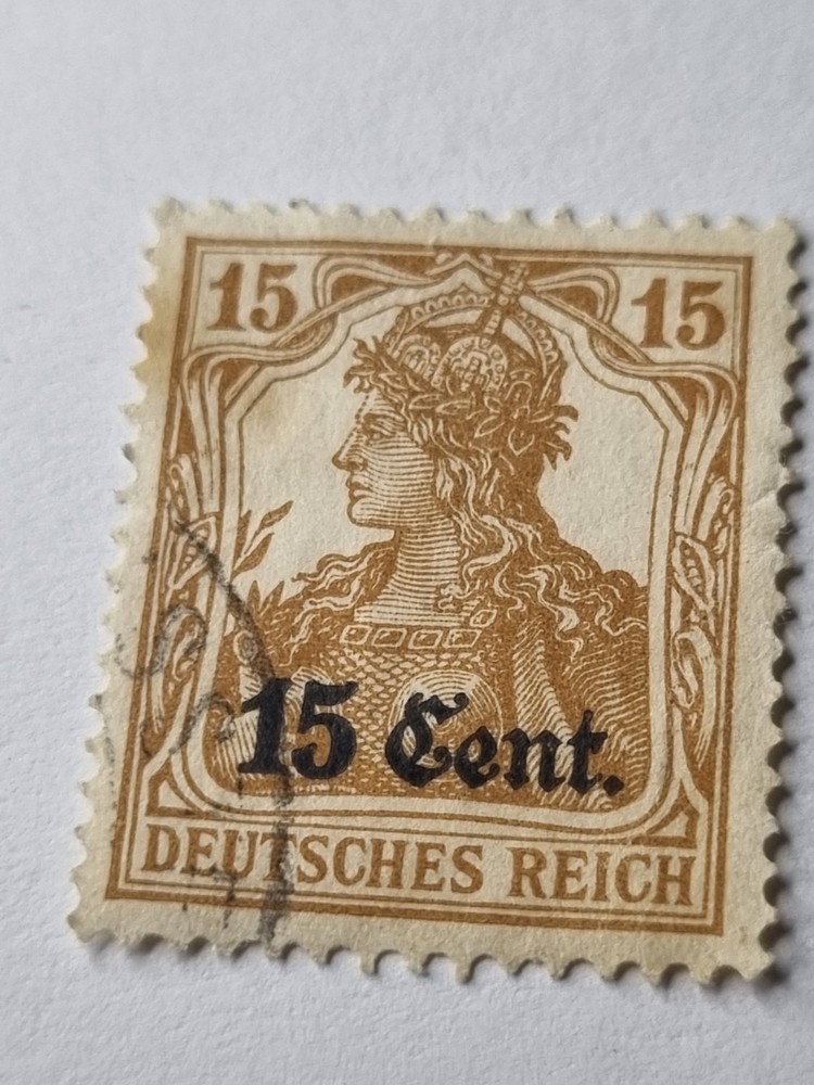 Germany WWI Occupation of Belgium 1916 15 Cent on 15pf Germania Used Stamp RN10