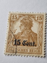 Germany WWI Occupation of Belgium 1916 15 Cent on 15pf Germania Used Stamp RN10