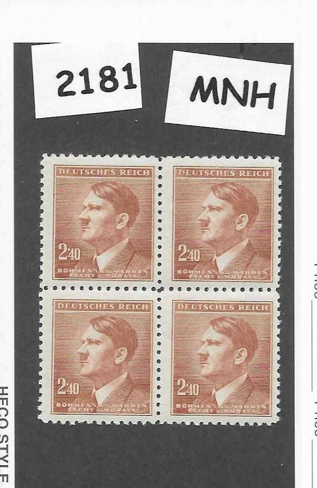 #2181 MNH block / Adolf Hitler / Sc #73 1942 German Occupation / Third Reich