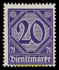 EBS Germany 1920 – Prussian Official – 20 Pfennig – Michel Dienst 19 – MNH**