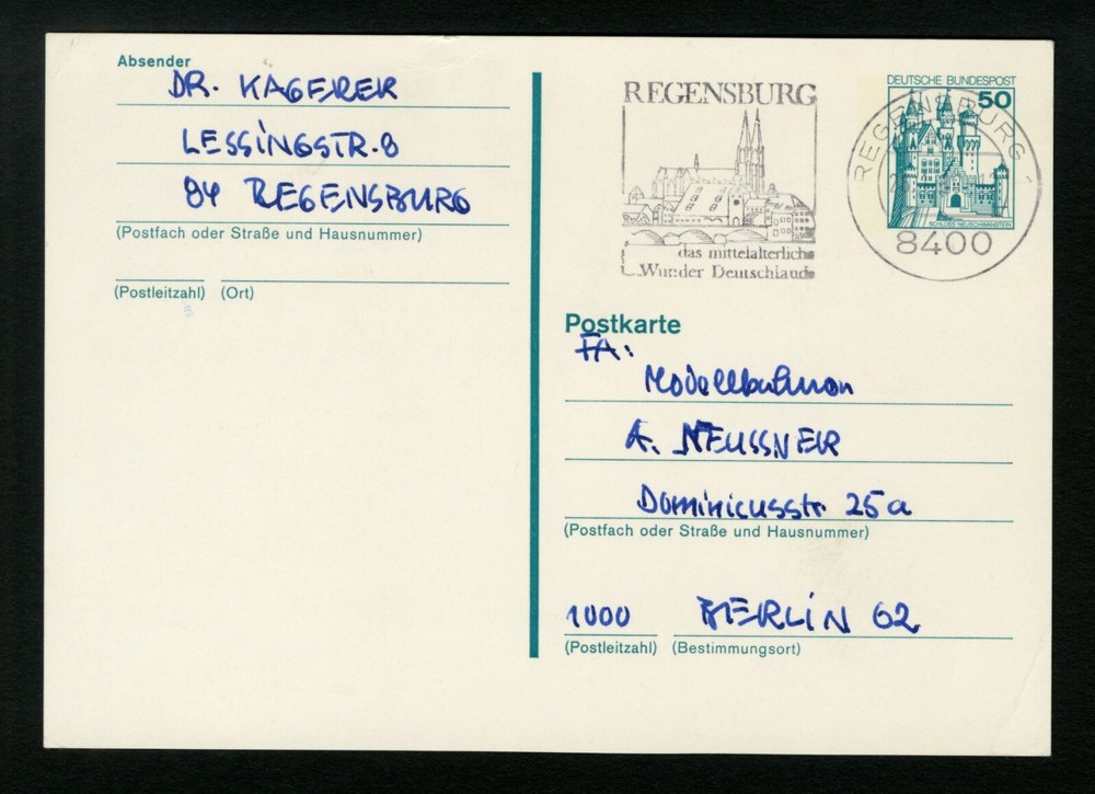 Germany 1980 Postal Card Regensburg Slogan Postmark Cancel