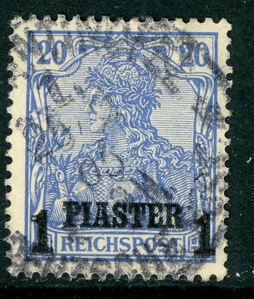 GANDALF – Germany 1903 Offices in Turkey 1 Piaster/20pf Blue Scott # 27 VFU R128