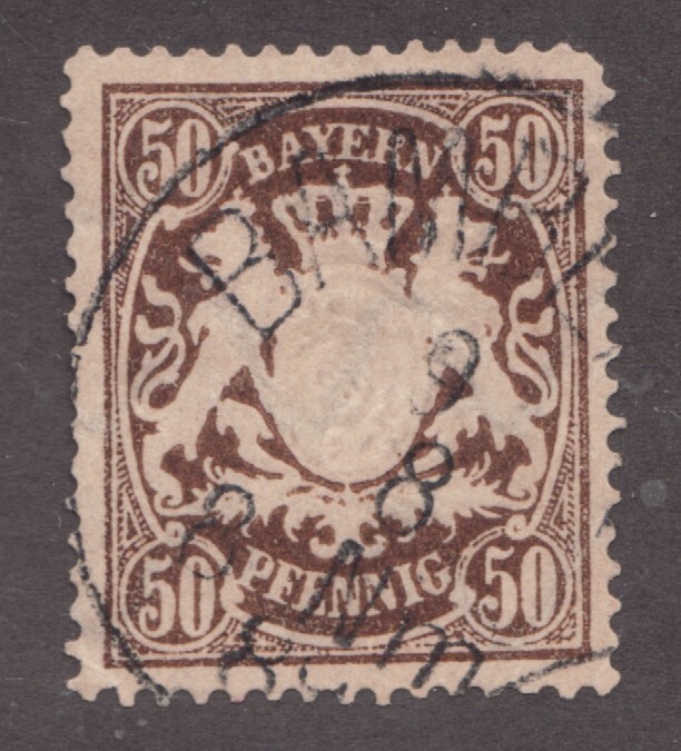 1888-1900 Bavaria Bayern Sc #69 – 50pf Coat of Arms. Used Cv$6.75