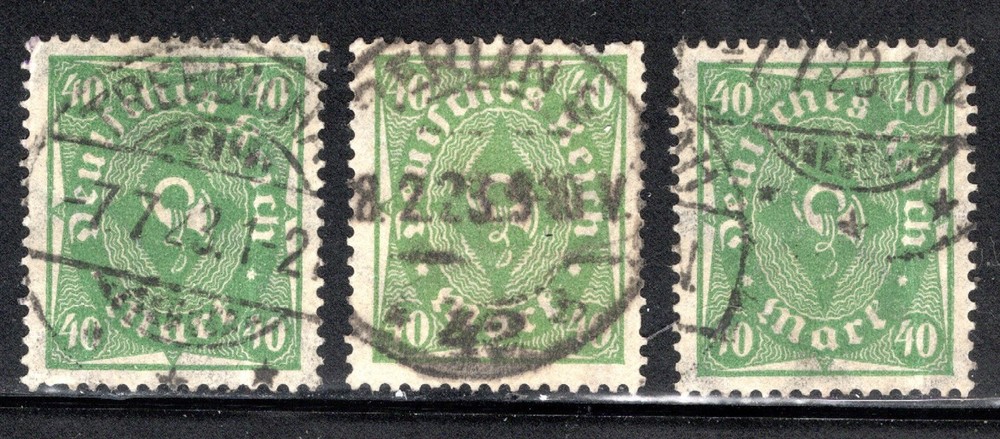 Germany Stamp Scott #193, 40m, Light Green, Lot of 3, Used, SCV$7.75