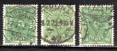 Germany Stamp Scott #193, 40m, Light Green, Lot of 3, Used, SCV$7.75