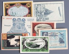 GERMANY Russia 1919-23/34 ZEPPELIN Motiv Emergency Money Banknotes Collection