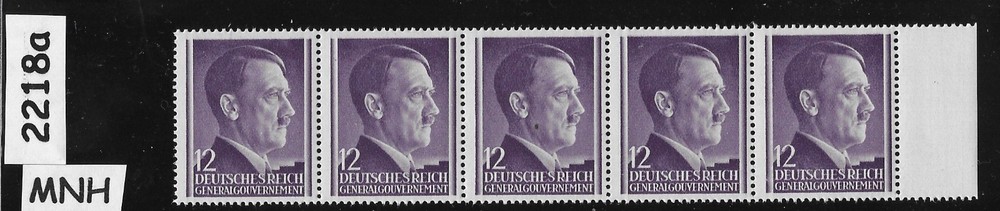 MNH Stamp strip Sc N80 / Adolf Hitler 12 GR Germany Occupied Poland #2218a