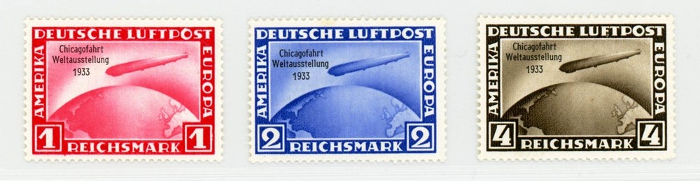 [GERMANY] 1933 Zeppelin 1m-4m SC C43-C45 Overprints (MNH) VF CA2114