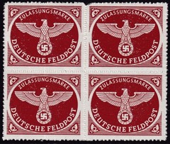 Stamp Germany Feldpost Blocks Mi 1-4B Sc MC1-4 1942 WW2 Military Set MNH