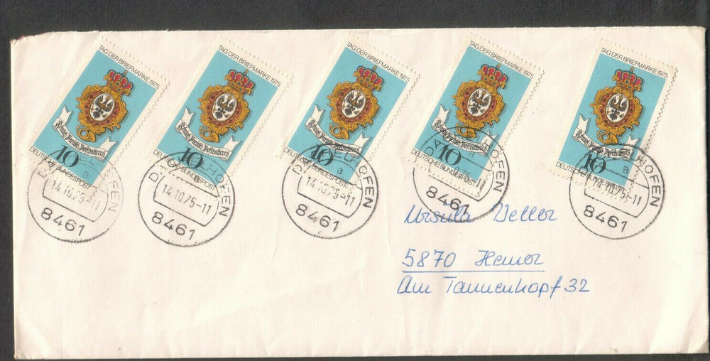 Germany 14 10 1975 5 x 10 Tag Der Briefmarken stamps cover Dachelhofen 8461