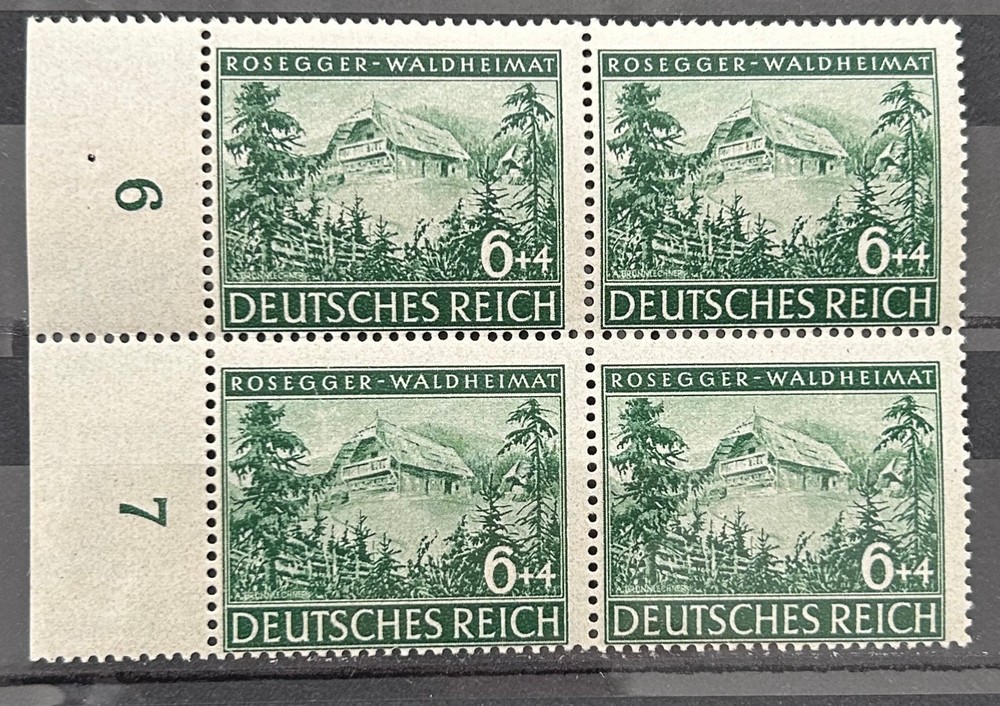 1943 German block of 4 stamps Rosegger Birthplace Mi:DR855 rpf MNH /BL100