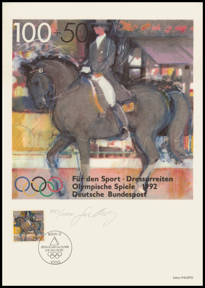 ART-EDITION 1991 GERMANY 1594 OLYMPIA 1992 DRESSURREITEN – HAND-SIGNED !!!