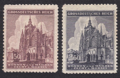 1944 Bohemia and Moravia – SC# 88-89 – St. Vitus Cathedral, Prague – M-NH