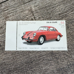 Red Porsche 356 B Coupe year 1959-1963 Stamp 2003 Cars from Germany 55+25 Cents