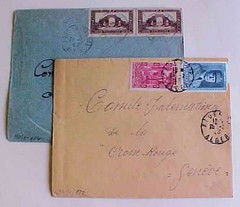 GERMAN POW CENSORED 2 DIFF. COVERS ALGERIA TO GENEVA RED CROSS