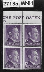 MNH stamp block Adolf Hitler Sc N80 12GR / 1941 WWII Occupied Poland #2713a