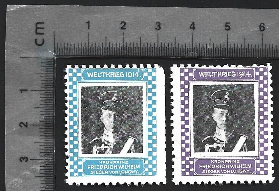 Germany WWI WELTKRIEG 1914 poster stamps(2) Crown Prince Friedrich of Longwy MNH