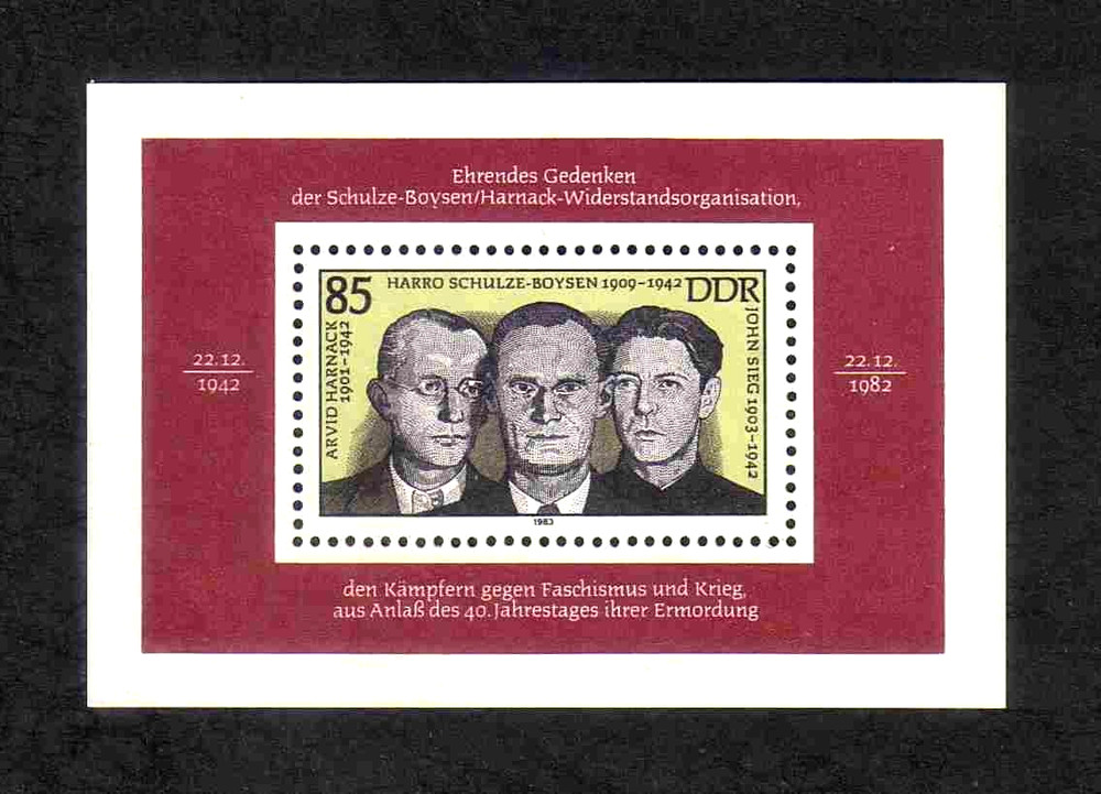 East Germany 1982 WWII Resistance Workers miniature sheet (SG MSE2499) MNH