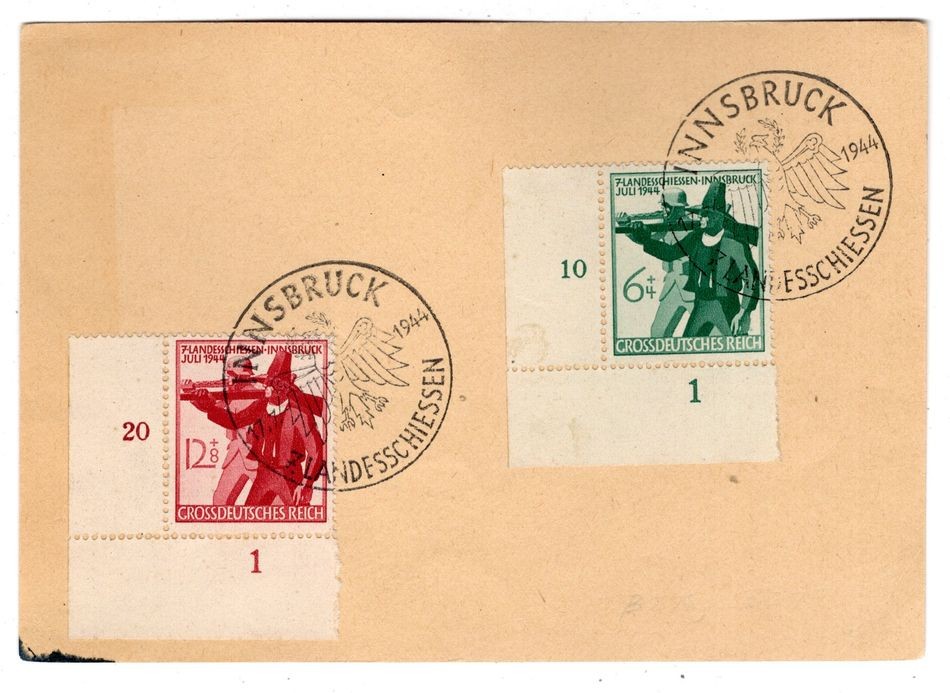 DR-3. Reich 897/97ER Bogen Eckstück With Sole Stamp LandesSchiessen