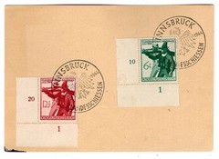 DR-3. Reich 897/97ER Bogen Eckstück With Sole Stamp LandesSchiessen