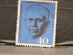 The listing:(1)1960 Deutsche GEORGE C. MARSHALL 40 Pfennig Postage Stamp-LH-POP