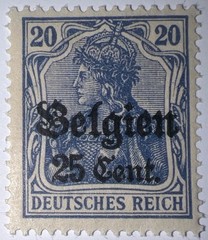 Travelstamps: Germany Offices in Belgium Stamps 25c on 20pf Mint MOGH Wmk