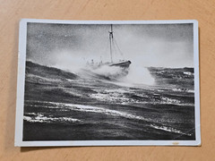 WWII WW2 German Third Reich Postcard Kriegsmarine Rescue Boat in High Seas