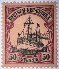 Travelstamps:GERMANY NEW GUINEA STAMPS #14 Kaiser’s Yacht 50pf Mint OG H UnWMK