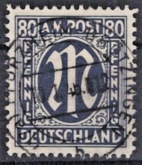 Germany 1945 80 pf blue black A.M.G. Occupation Scott# 3N19 Used ZAYIX