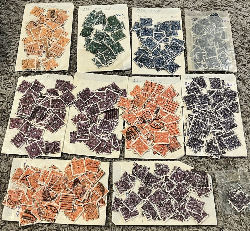 1922-1923 HUGE INVESTOR’S LOT OF GERMANY POSTHORN (ONE COLOR) STAMPS