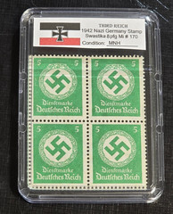 Third Reich WWII Nazi German NSDAP Swastika Stamp Block NSDAP MNH w Slab Case