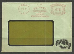 ⭐OSBURGH – GERMANY. 1937. COVER. KOLN. GOTHAER KRAFTFAHRZEUG RED MACHINE CANCEL.