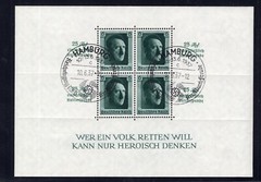 GERMANY 3rd REICH 1937 HITLER PERFORATED MINIATURE SHEET B104 SUPERB USED