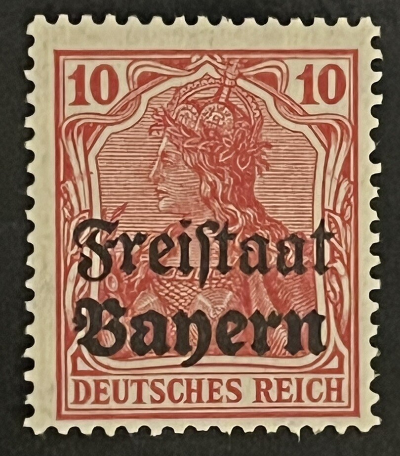 Travelstamps: Germany Bayern Overprint Stamps Sc#180,10pf Mint Watermarked MOGNH