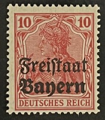 Travelstamps: Germany Bayern Overprint Stamps Sc#180,10pf Mint Watermarked MOGNH