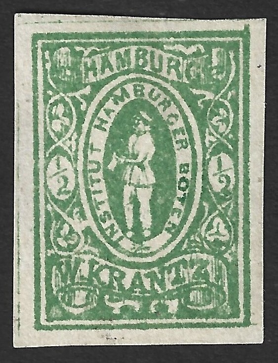 Germany HAMBURG Boten W. Krantz 1863 1/2pf local post stamp imperf #6