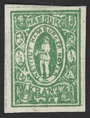 Germany HAMBURG Boten W. Krantz 1863 1/2pf local post stamp imperf #6