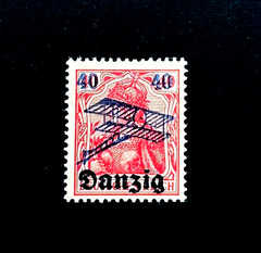 Germany DANZIG Stamp – 1920 Airplane Overprint Blue Air Mail Sn C1 MNH r17