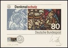 ART-EDITION 1986 GERMANY 1291 DENKMALSCHUTZ GLASMALEREI – HAND-SIGNED !!