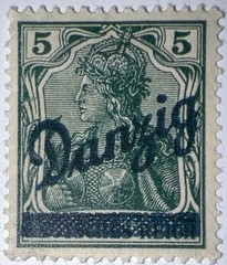 Travelstamps: Germany Danzig Overprint Stamp – 5pf Mi 21 – Mint Og Hinged Wmk