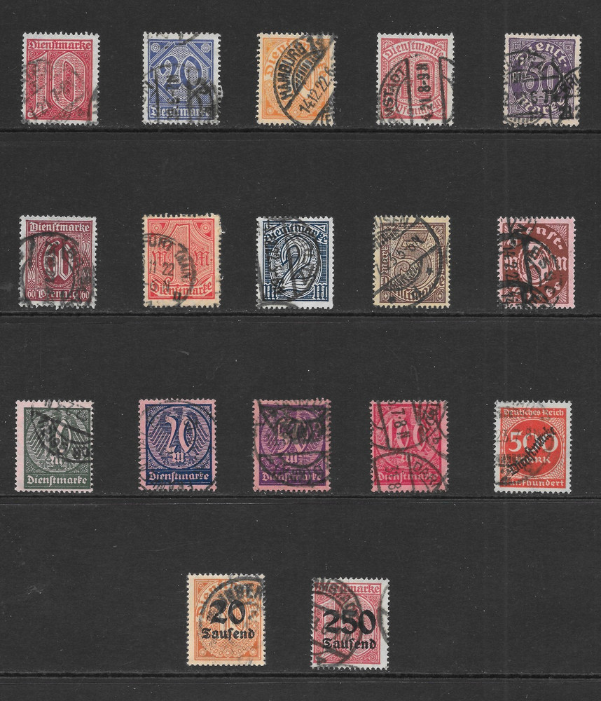 GERMANY VARIOUS USED OFFICIAL ISSUES 1920 – 1923 (LOT B)