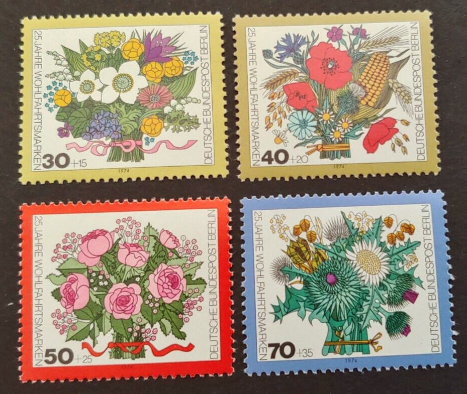 1974 FLORA FLOWERS SET VF MNH BERLIN GERMANY DEUTSCHLAND
